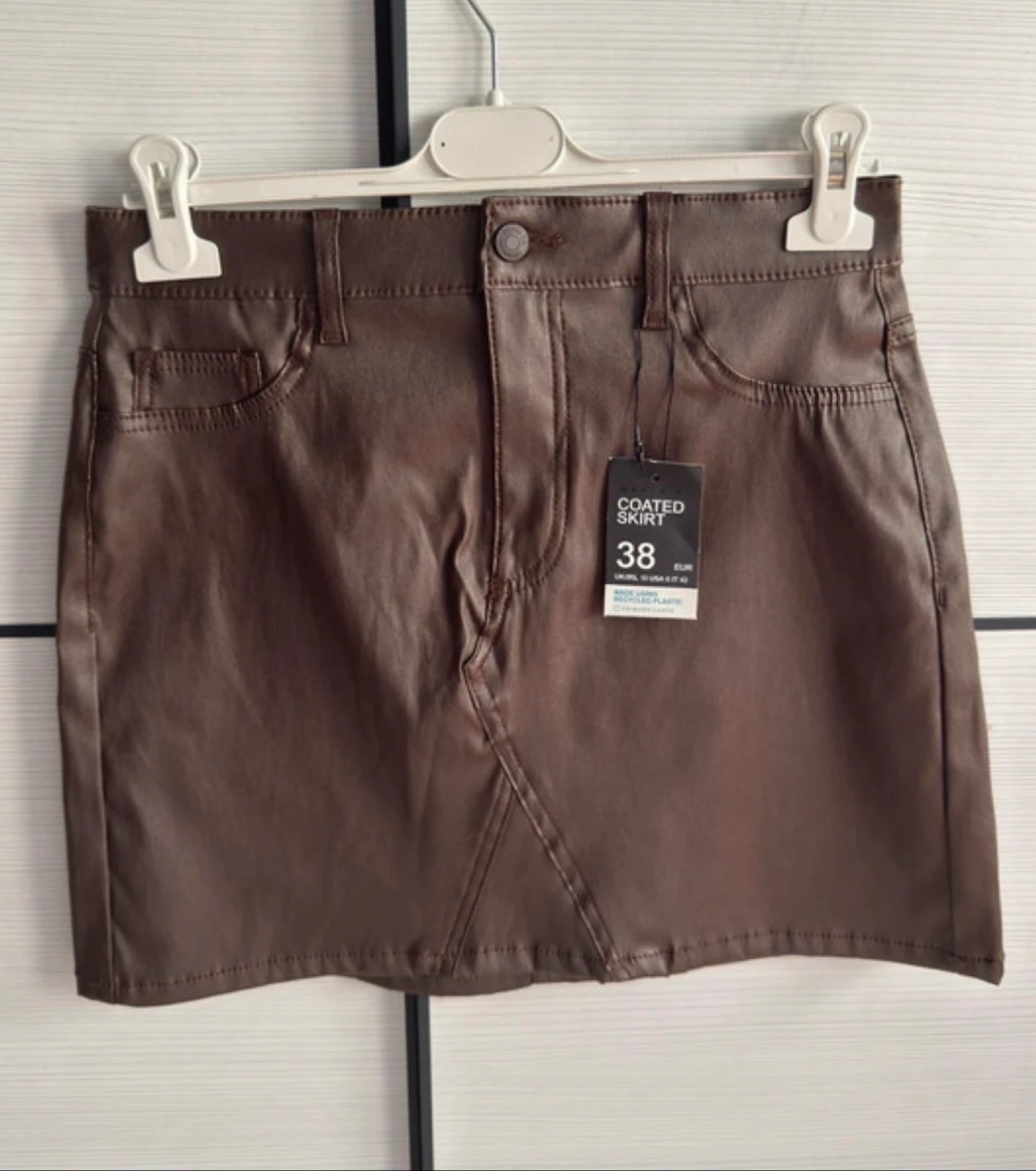 Falda marrón efecto revestido de Primark (Talla 38) 